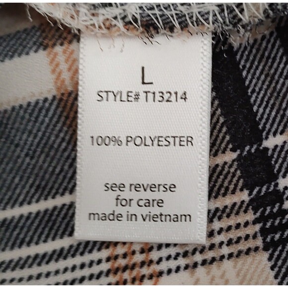 Active USA Womens Long Puff Sleeve Cropped Top Smocked Plaid Check Multicolor L - Picture 8 of 9